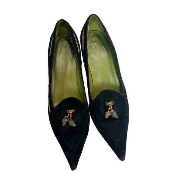 Donald J Pliner Couture Black Kid Suede Pointy Toe Pumps 7.5 - Picture 1 of 11
